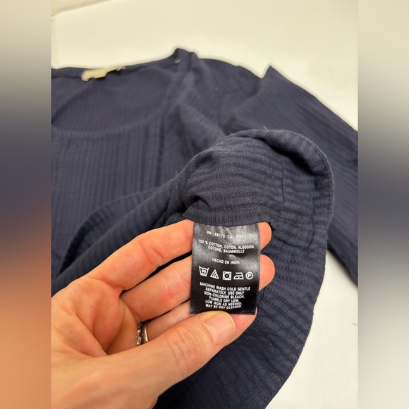 Anthropologie Moulinette Soeurs navy blue size 6 seersucker eyelet bohemian boxy - Picture 12 of 16